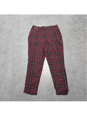 Hot Topic Women's Red Plaid Straight Leg Pants Size XL